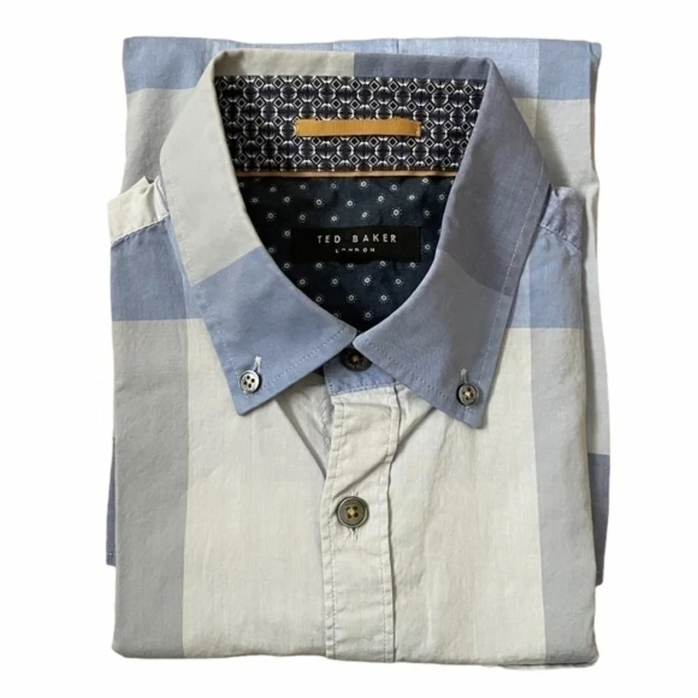 Ted Baker Shamdog Extra Trim Blue Sport Button-Down Slim Fit Shirt